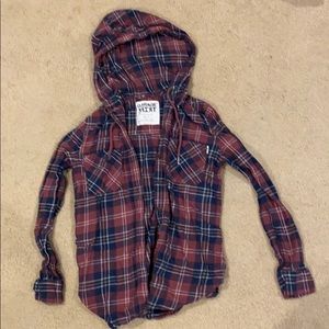 Garage button up flannel hoodie